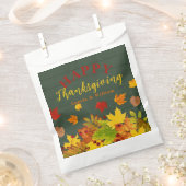 Rustic Groen Hout Herfstbladeren Thanksgiving Bedankzakje (Geknipt)