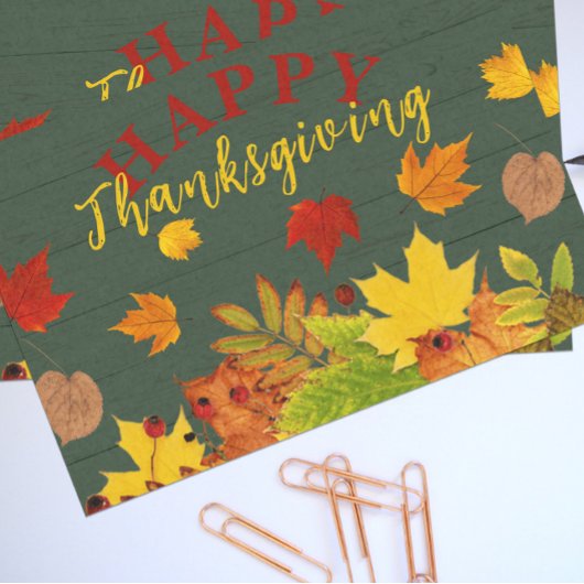 Rustic Groen Hout Herfstbladeren Thanksgiving Tissuepapier