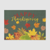 Rustic Groen Hout Herfstbladeren Thanksgiving Tissuepapier (Voorkant)
