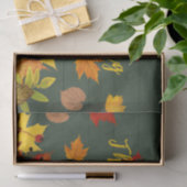 Rustic Groen Hout Herfstbladeren Thanksgiving Tissuepapier (Geschenk)