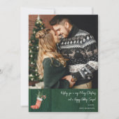 Rustic Groen Hout & Kerstmuts Notitie Foto (Voorkant)
