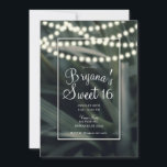 Rustic Groen Lentegras & Lichten Sweet 16 Kaart<br><div class="desc">Aanpassen voor elke gelegenheid</div>