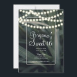 Rustic Groen Lentegras & Lichten Sweet 16 Kaart<br><div class="desc">Aanpassen voor elke gelegenheid</div>