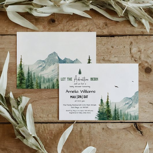Rustic Groene Avontuur Baby Shower Kaart