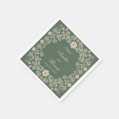 Rustic groene bloemen bruiloft  servet (Hoek)