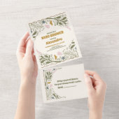 Rustic groene bosvaren baby shower all in one uitnodiging (Afscheurbaar)