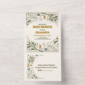 Rustic groene bosvaren baby shower all in one uitnodiging (Binnen)