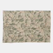 Rustic groene botanische bladpatroon theedoek (Horizontaal)