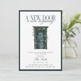 Rustic Groene Deur Nieuw Huis Huisverwarming Kaart
