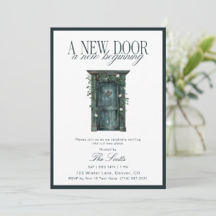 Rustic Groene Deur Nieuw Huis Huisverwarming Kaart