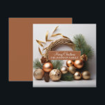 Rustic Groene en Houten Krans Feestdagenkaart<br><div class="desc">Een elegante moderne kerstkrans van groen en hout,  met rustieke boho decoraties en dennenappels.</div>