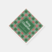 Rustic groene geruite vrolijk kerstfeest servet (Hoek)