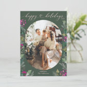 Rustic Groene Gezinsfoto Kerstkaart (Staand voorkant)