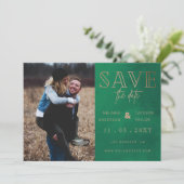Rustic groene handgeschreven foto slaat de datum o save the date (Staand voorkant)