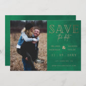 Rustic groene handgeschreven foto slaat de datum o save the date (Voorkant / Achterkant)