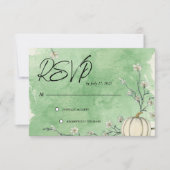 Rustic groene herfst pompoen bruiloft RSVP Kaartje (Voorkant)