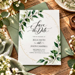 Rustic Groene Huwelijkskaart Save the Date