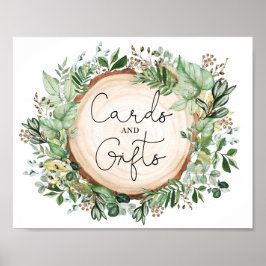 Rustic groene kaarten cadeaus bruiloft bruidsfeest poster