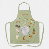 Rustic groene kerstcadeau keuken waterverf schort (Voorkant)