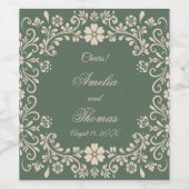 Rustic groene Mexicaanse kunst bloemen bruiloft  Wijn Etiket (Enkel label)