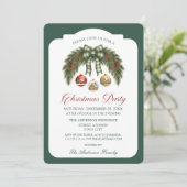 Rustic groene slinger plaid strik kerstfeest kaart (Staand voorkant)