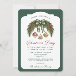 Rustic groene slinger plaid strik kerstfeest kaart