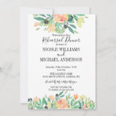 RUSTIC Groene waterverf pioen repetitie diner Kaart (Voorkant)