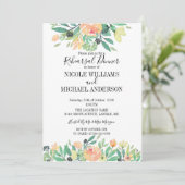 RUSTIC Groene waterverf pioen repetitie diner Kaart (Staand voorkant)