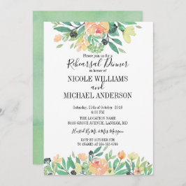 RUSTIC Groene waterverf pioen repetitie diner Kaart