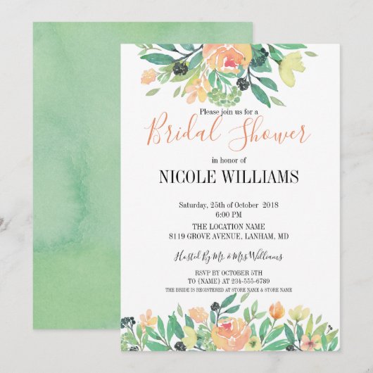 RUSTIC Groene waterverf roze pioen Vrijgezellenfee Kaart (Voorkant / Achterkant)