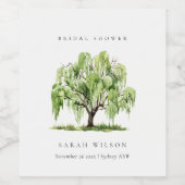 Rustic groene waterverf wilgenboom bruiloft wijn etiket (Enkel label)
