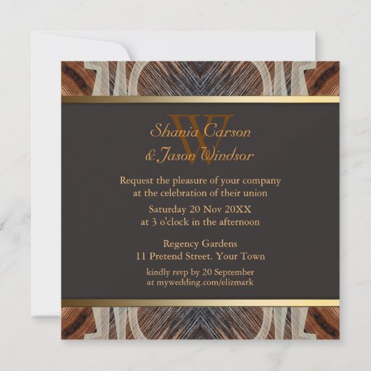 Rustic Grooves Monogram Wedding Kaart (Achterkant)