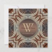 Rustic Grooves Monogram Wedding Kaart (Voorkant)