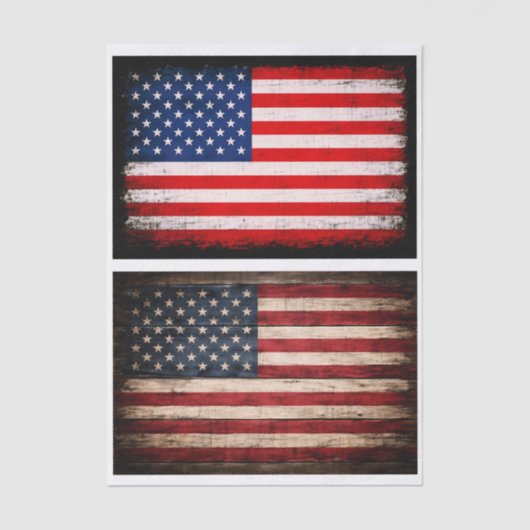Rustic & Grunge American Flag Pair EW9 Decoupage Tissuepapier (Voorkant)
