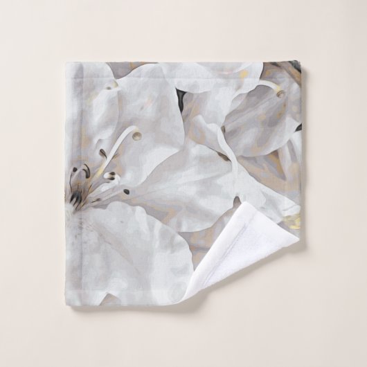 *~* Rustic Grunge Azalea Flowers White Neutral  Bad Handdoek (Wasdoekje)