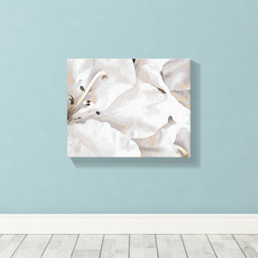*~* Rustic Grunge Azalea Flowers White Neutral Canvas Afdruk (Insitu (Houten vloer))