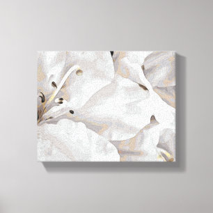 *~* Rustic Grunge Azalea Flowers White Neutral Canvas Afdruk