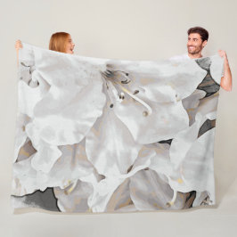 *~* Rustic Grunge Azalea Flowers White Neutral Fleece Deken