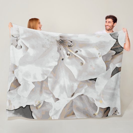 *~* Rustic Grunge Azalea Flowers White Neutral Fleece Deken (In situ)