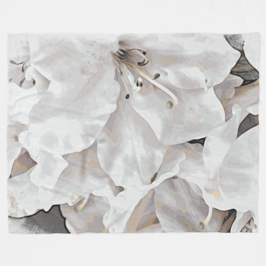 *~* Rustic Grunge Azalea Flowers White Neutral Fleece Deken (Voorkant (Horizontaal))