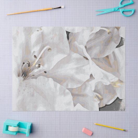 *~* Rustic Grunge Azalea Flowers White Neutral Tissuepapier (Craft)