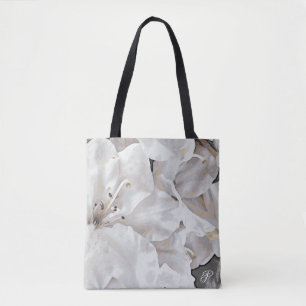 *~* Rustic Grunge Azalea Flowers White Neutral Tote Bag
