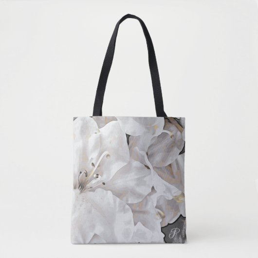 *~* Rustic Grunge Azalea Flowers White Neutral Tote Bag (Voorkant)