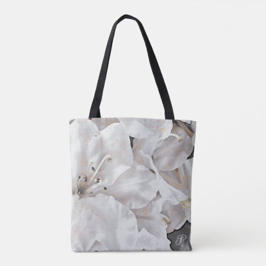 *~* Rustic Grunge Azalea Flowers White Neutral Tote Bag (Achterkant)