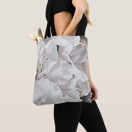 *~* Rustic Grunge Azalea Flowers White Neutral Tote Bag (Dichtbij)