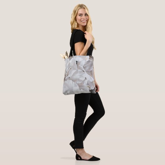 *~* Rustic Grunge Azalea Flowers White Neutral Tote Bag (Op model)