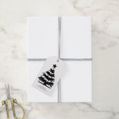 Rustic Grunge Black & White Merry Christmas Tree Cadeaulabel (Met Touw)