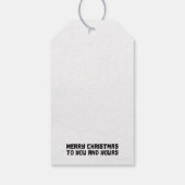 Rustic Grunge Black & White Merry Christmas Tree Cadeaulabel (Achterkant)
