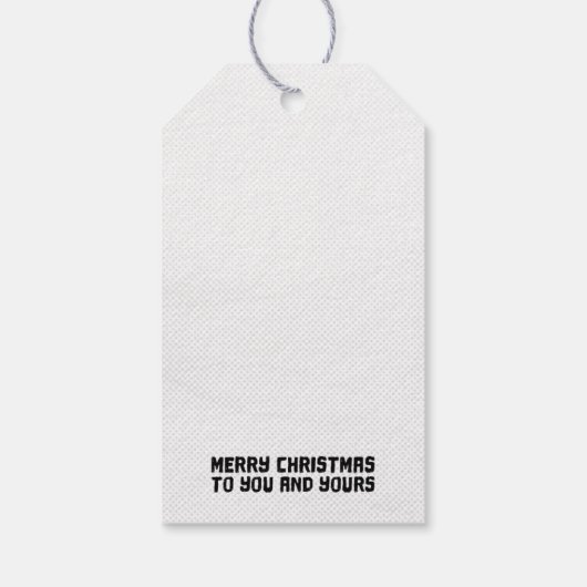 Rustic Grunge Black & White Merry Christmas Tree Cadeaulabel (Achterkant)