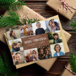 Rustic Grunge Bruin Kerstmis 10 Foto's Collage Feestdagenkaart